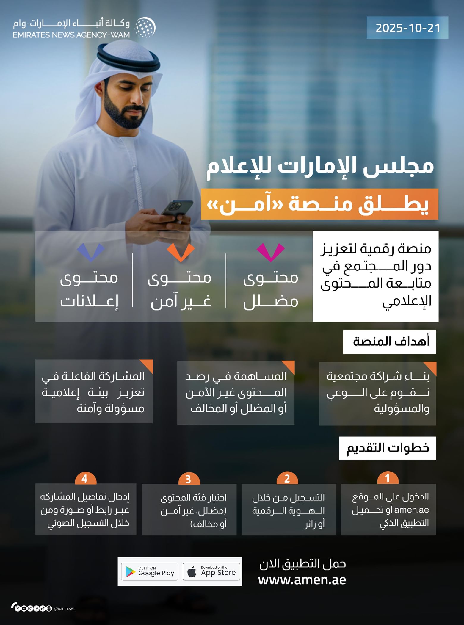 مجلس الإمارات للإعلام يطلق منصة "آمن " لتعزيز المشاركة المجتمعية في بناء إعلام مسؤول وآمن