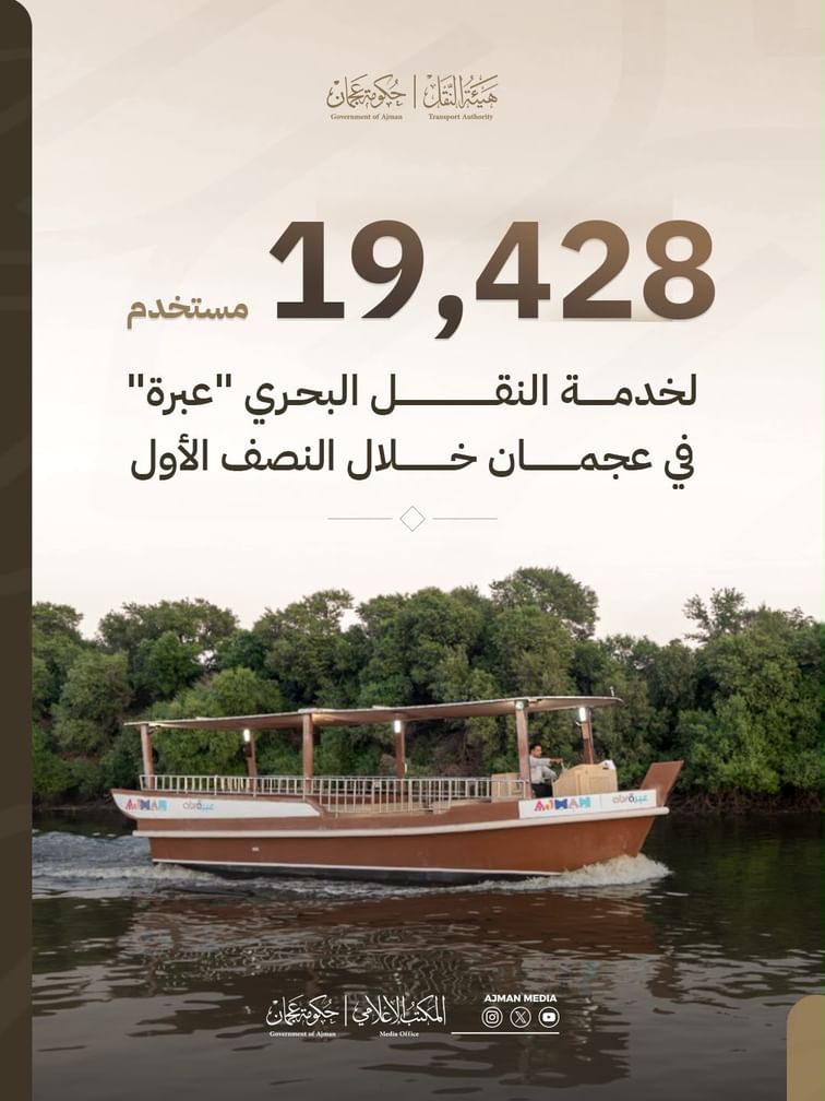 19.4 ألف مستخدم لخدمة "عبرة" في عجمان خلال النصف الأول