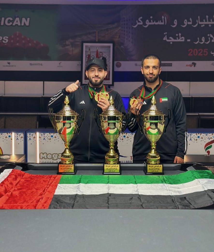 8 ميداليات لمنتخب الإمارات بكأس الاتحاد العربي للبلياردو والسنوكر