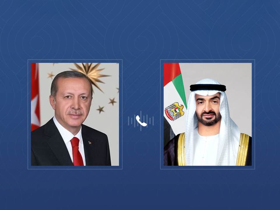 رئيس الدولة والرئيس التركي يبحثان هاتفياً التطورات الإقليمية