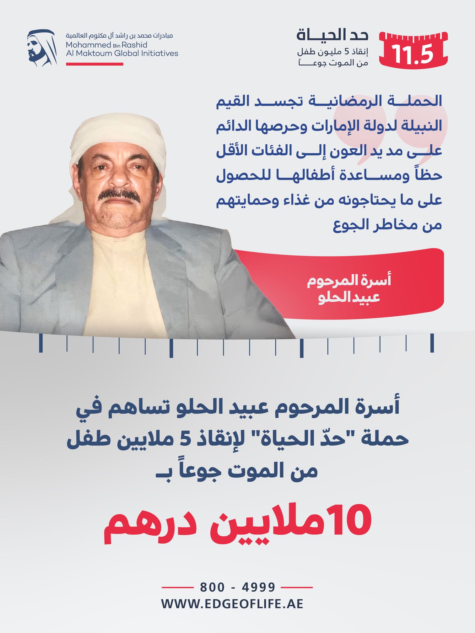 أسرة المرحوم عبيد الحلو تدعم حملة "حدّ الحياة" بـ10 ملايين درهم