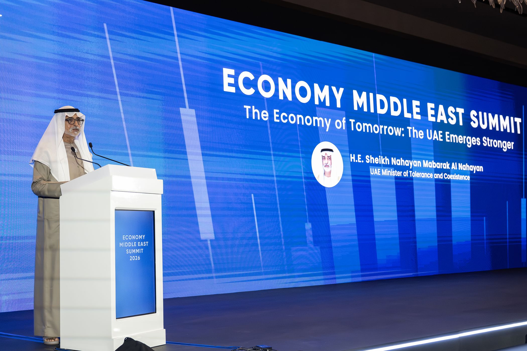 خلال افتتاحه قمة "إيكونومي ميدل إيست 2026" ..  نهيان بن مبارك يؤكد أهمية بناء "اقتصاد الغد" عبر الاستثمار والابتكار والتعاون الإقليمي