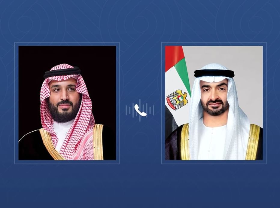 رئيس الدولة يتلقى اتصالاً هاتفياً من ولي عهد السعودية أدان خلاله الاعتداءات الإيرانية الإرهابية التي تستهدف الإمارات