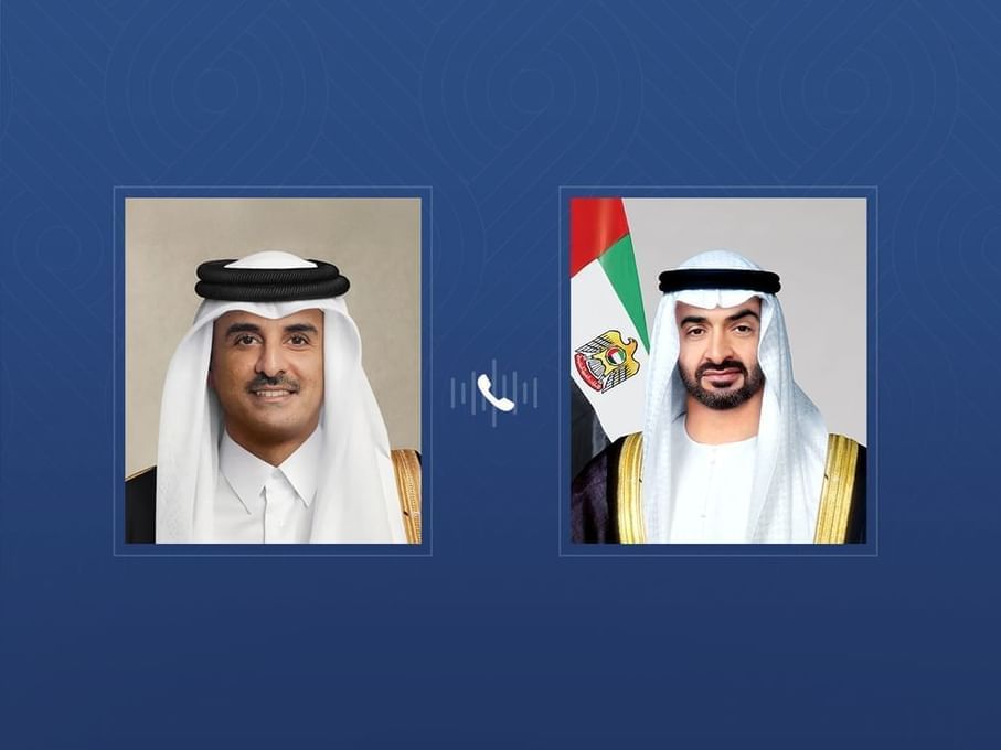 رئيس الدولة يتلقى اتصالاً هاتفياً من أمير قطر أدان خلاله الاعتداءات الإيرانية الإرهابية التي استهدفت الإمارات