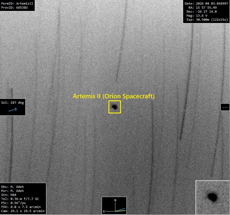 "مرصد الختم الفلكي" يوثق مسار "أوريون" نحو القمر ويرصد تغير لمعانها