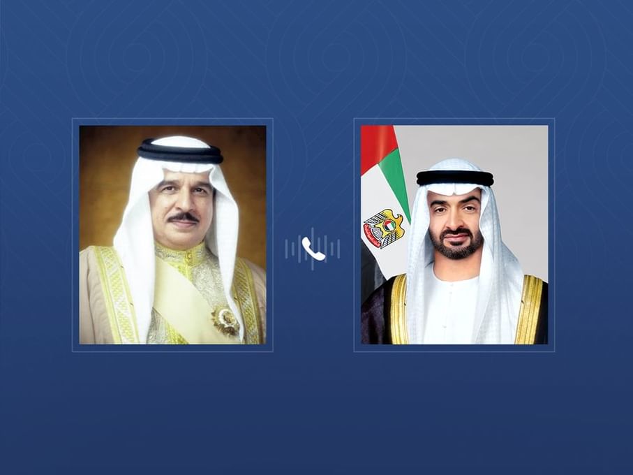 رئيس الدولة يتلقى اتصالاً هاتفياً من ملك البحرين أدان خلاله الاعتداءات الإيرانية الإرهابية التي تستهدف المدنيين والمنشآت المدنية في الإمارات